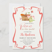 Zomer rood Plezier Picknick in het park familie re Kaart (Voorkant)