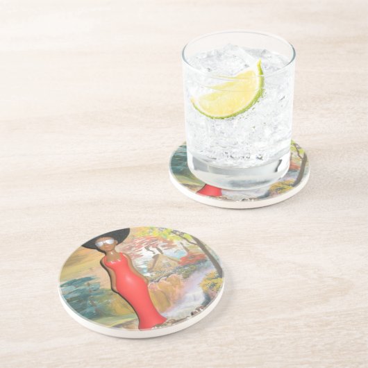  zomer Rood.png Zandsteen Onderzetter (Zijkant)