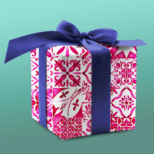 Zomer Rood Siciliaans Majolica Tegelpatroon Cadeaupapier