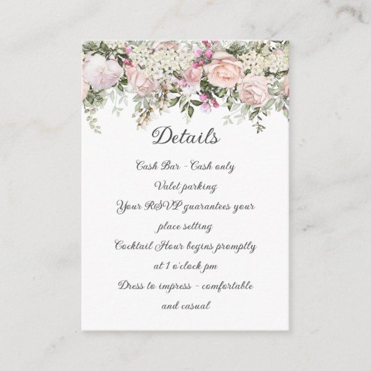 Zomer Roos Bloemen Details Informatiekaartje (Voorkant)