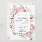 Zomer Roos Tuin Bloemen 80ste Verjaardagsfeest Kaart (Voorkant)