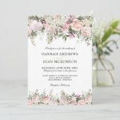 Zomer Roos Tuin Bloemen Bruiloft Uitnodiging (Staand voorkant)