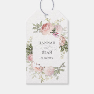 Zomer Roos Tuin Roze Bloemen Bruiloft Cadeaulabel