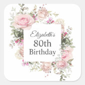 Zomer Roos Tuinboomgaard Birthday met Leeftijd Vierkante Sticker (Voorkant)