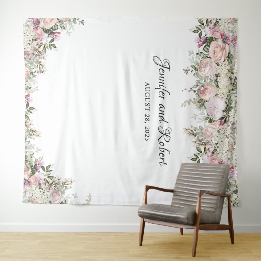 Zomer Rosentuin Bloemen Foto Achtergrond Wandkleed (In Situ (horizontaal))