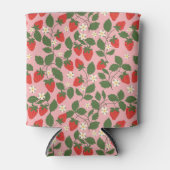 Zomer  Roze Aardbei Blank Vrijgezellenfeest Blikjeskoeler (Voorkant)