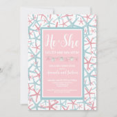 Zomer Roze Blauw Zij Geslacht Reveal Party Kaart (Voorkant)