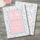 Zomer Roze Blauw Zij Geslacht Reveal Party Kaart