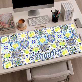 Zomer Roze Blauwe Siciliaanse Majolica Sinaasappel Bureaumat