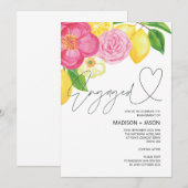 Zomer Roze Bloemen en Lemon Engagement Party Kaart (Voorkant / Achterkant)