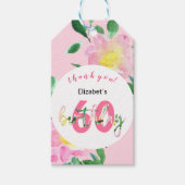 Zomer Roze Bloemen Exotische Waterverf Illustratie Cadeaulabel (Voorkant)