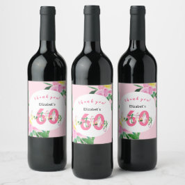 Zomer Roze Bloemen Exotische Waterverf Illustratie Wijn Etiket