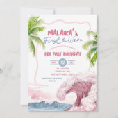 Zomer Roze Eerste Verjaardag Kaart (Voorkant)
