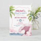 Zomer Roze Eerste Verjaardag Kaart (Staand voorkant)