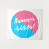 Zomer, roze en blauw ontwerp wandkleed (Voorkant (horizontaal))
