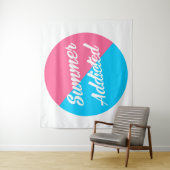 Zomer, roze en blauw ontwerp wandkleed (In situ)