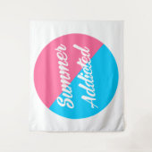 Zomer, roze en blauw ontwerp wandkleed (Voorkant)
