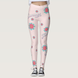 Zomer roze en blauwe girobloemen leggings