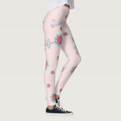 Zomer roze en blauwe girobloemen leggings (Rechts)