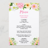Zomer Roze en Gele Bloemen Bruiloft Menu (Voorkant)