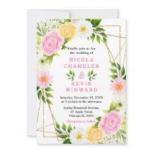 Zomer Roze en Gele Bloemen en Blad Bruiloft