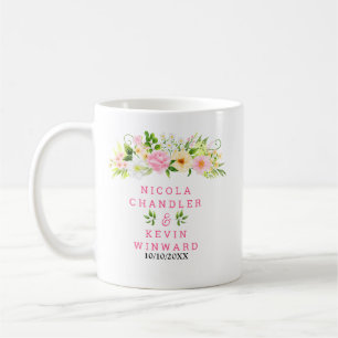 Zomer Roze en Gele Bloemen en Blad Bruiloft Koffiemok