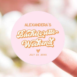 Zomer Roze en Oranje Bruidsfeest Favor Ronde Sticker