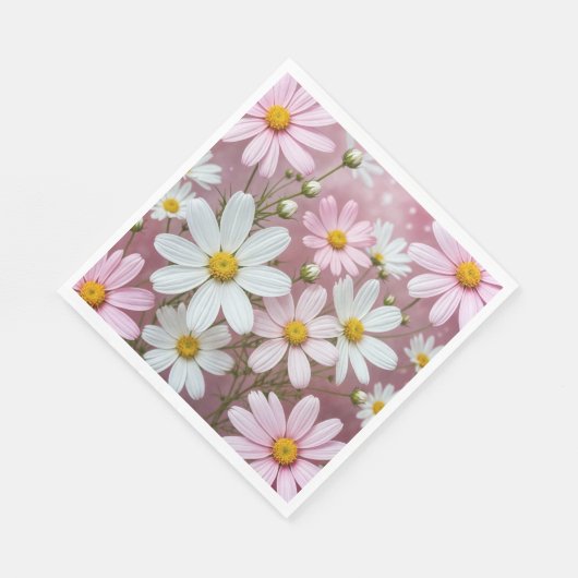 Zomer roze en witte madeliefjes servet (Hoek)