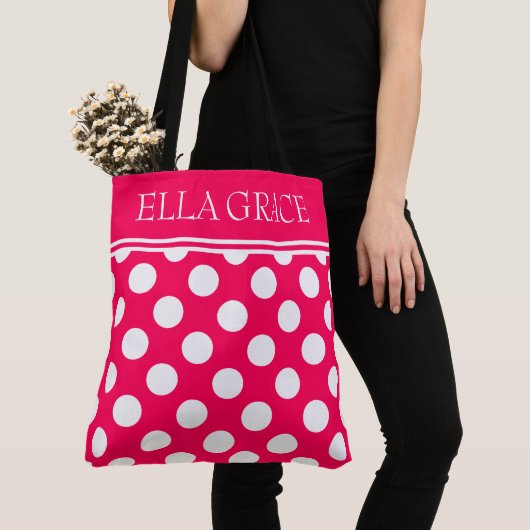 Zomer Roze en Witte Stippen Persoonlijk Tote Bag (Dichtbij)