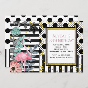 Zomer Roze Flamingo Polka Dot Party Uitnodigingen