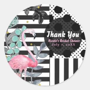 Zomer Roze Flamingo Stippen Feest Favor Fun Ronde Sticker