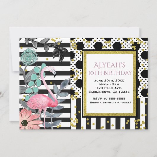 Zomer Roze Flamingo Stippen Feest Uitnodigingen (Voorkant)