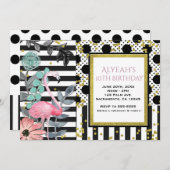 Zomer Roze Flamingo Stippen Feest Uitnodigingen (Voorkant / Achterkant)