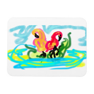 Zomer roze flamingo's leuk  magneet