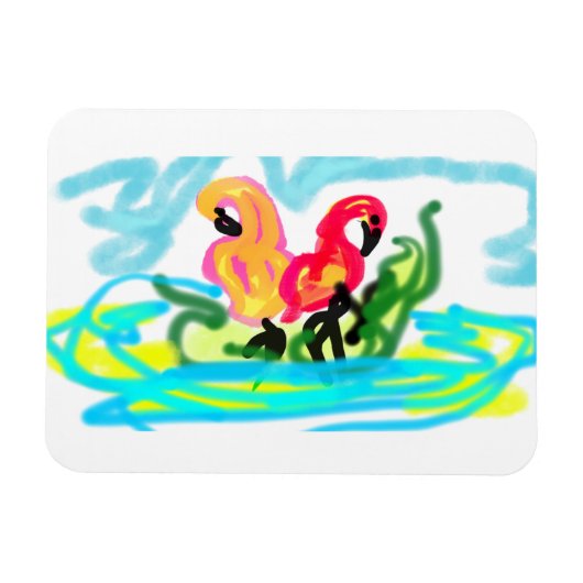 Zomer roze flamingo's leuk magneet (Horizontaal)