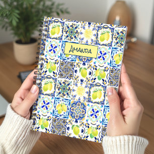 Zomer Roze Geel Blauw Siciliaanse Majolica Citrus Notitieboek