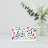 Zomer Roze Geel Bloemen Waterverf Loyaliteit Klantenkaartje (Staand voorkant)