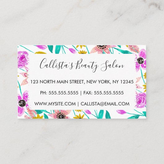 Zomer Roze Geel Bloemen Waterverf Loyaliteit Klantenkaartje (Achterkant)