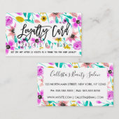 Zomer Roze Geel Bloemen Waterverf Loyaliteit Klantenkaartje (Voorkant / Achterkant)