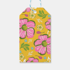 Zomer Roze Geel Botanische Dankjewel Cadeaulabel