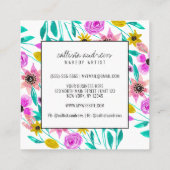 Zomer Roze Gele Bloemen Waterverf Make-up Vierkante Visitekaartje (Achterkant)