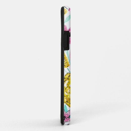 Zomer Roze Gele Bloemen Waterverf Monogram Case-Mate iPhone Case (Achterkant/rechts)