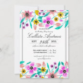 Zomer Roze Gele Bloemen Waterverf Verjaardag Kaart (Voorkant)