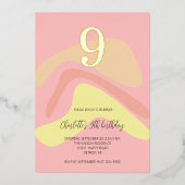 Zomer roze gele crème gepersonaliseerd folie uitnodiging (Voorkant)