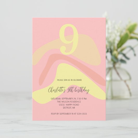 Zomer roze gele crème gepersonaliseerd kaart (Staand voorkant)