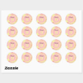 Zomer roze gele crème modern gepersonaliseerd ronde sticker (Vel)
