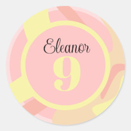 Zomer roze gele crème modern gepersonaliseerd ronde sticker