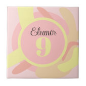 Zomer roze gele crème modern gepersonaliseerd tegeltje (Voorkant)