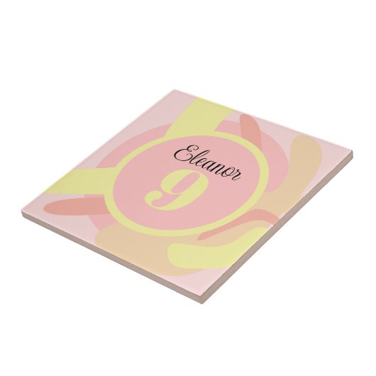 Zomer roze gele crème modern gepersonaliseerd tegeltje (Zijkant)