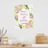 Zomer Roze Gele Verjaardag Feest Welkom Teken Poster (Keuken)